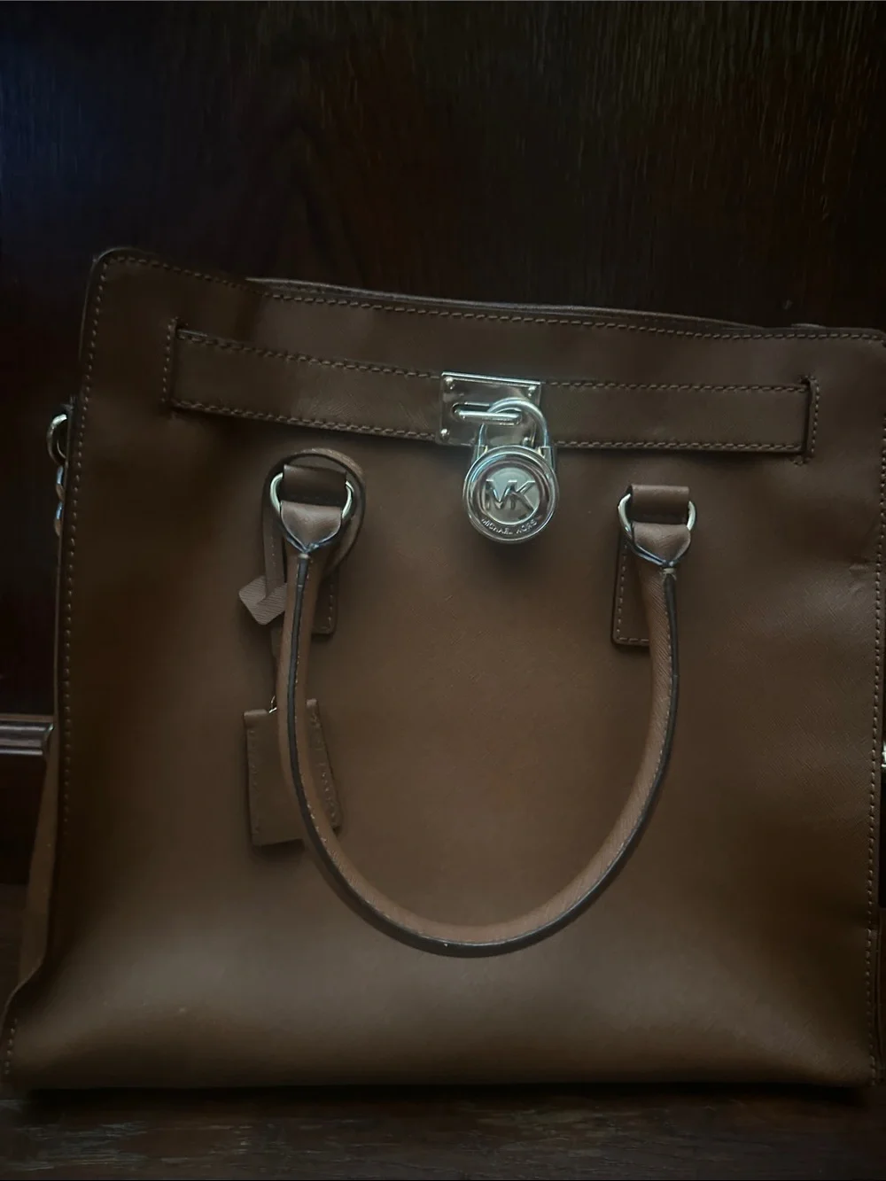 Michael Kors Hamilton Chocolate Brown Saffiano Leather Satchel